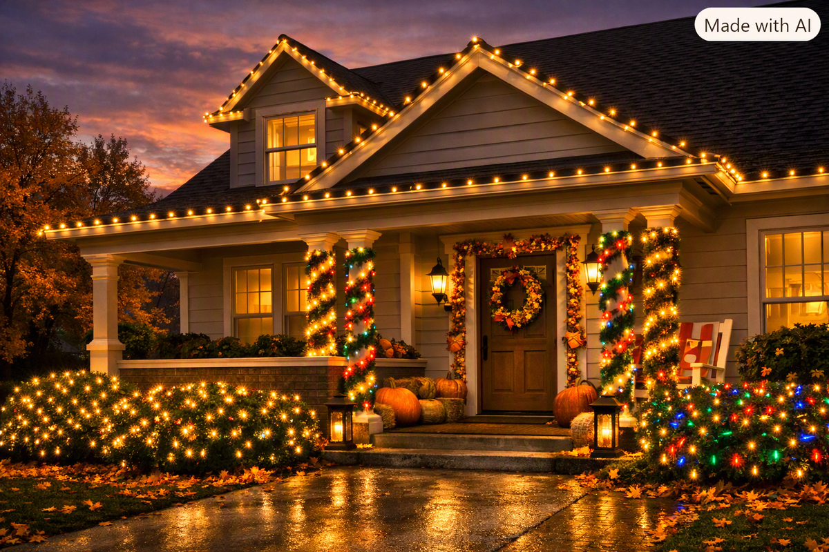 Porchside Pumpkins OKC Holiday Lighting